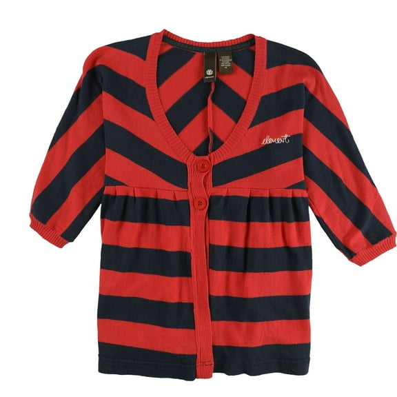 Element Womens Striped Cardigan Sweater, Red, Medium