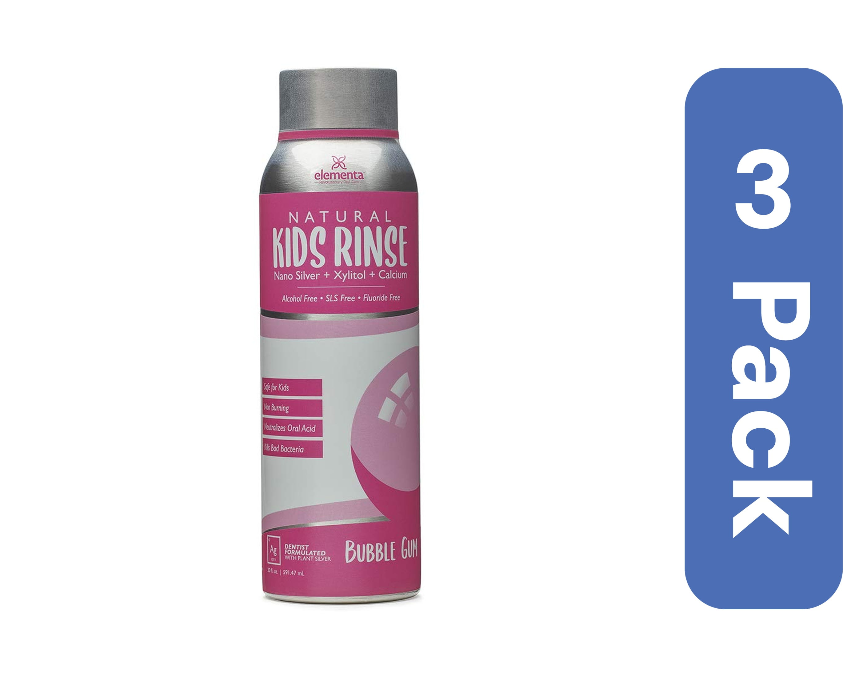 Elementa Nanosilver Silver Rinse Bubble Gum 20 oz (Pack Of 3)