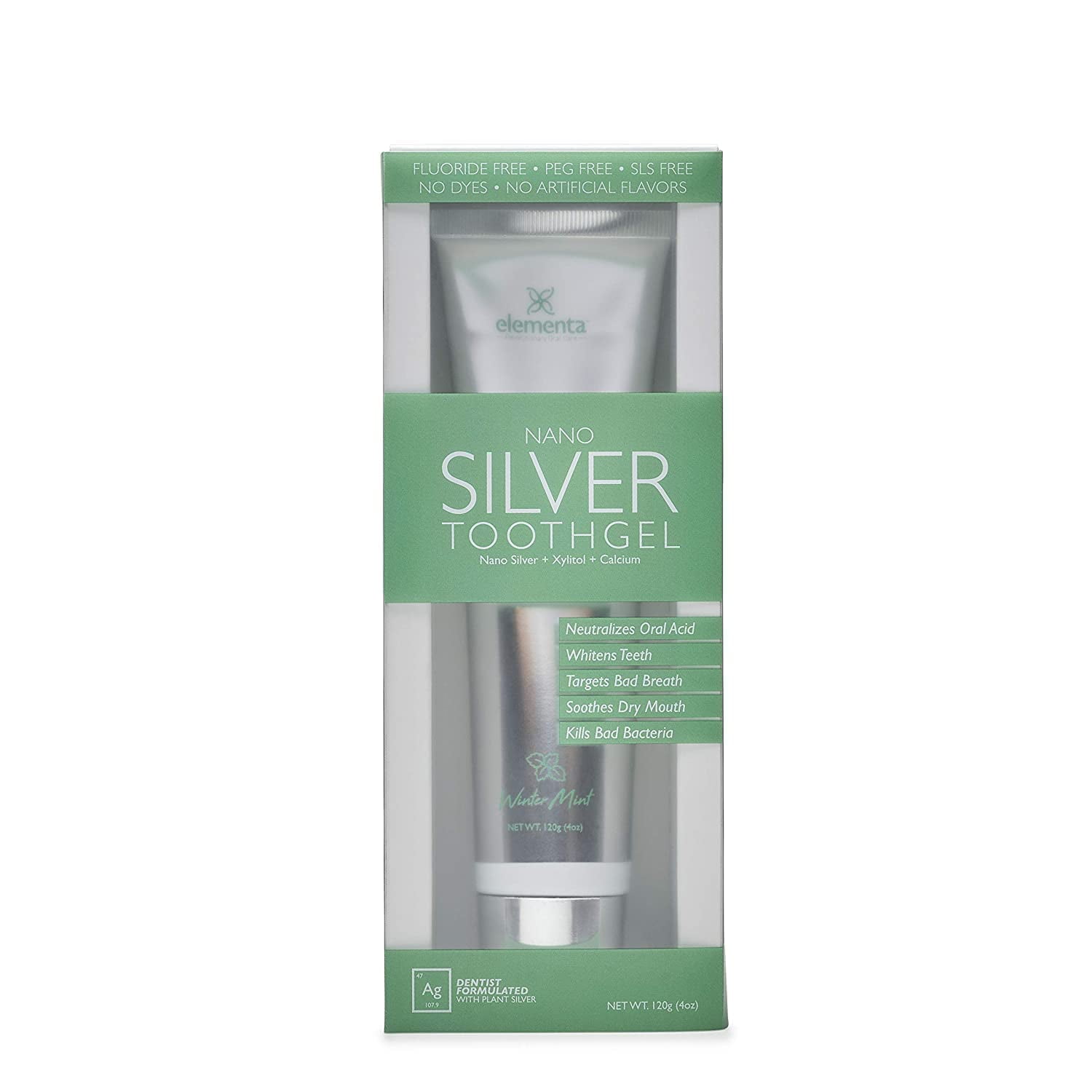 Elementa Silver Tooth Gel Nano Silver Winter Mint 4 oz (Pack Of 4)