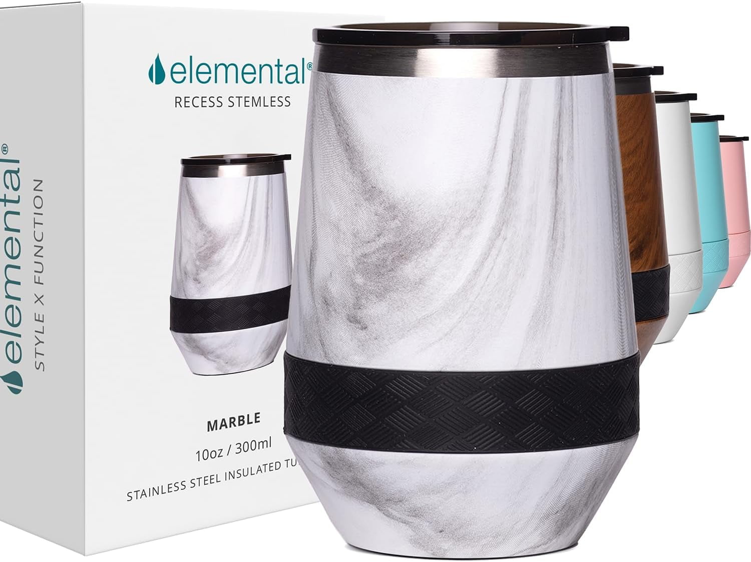 White Marble Stainless Steel Insulated Wine Tumbler 10oz