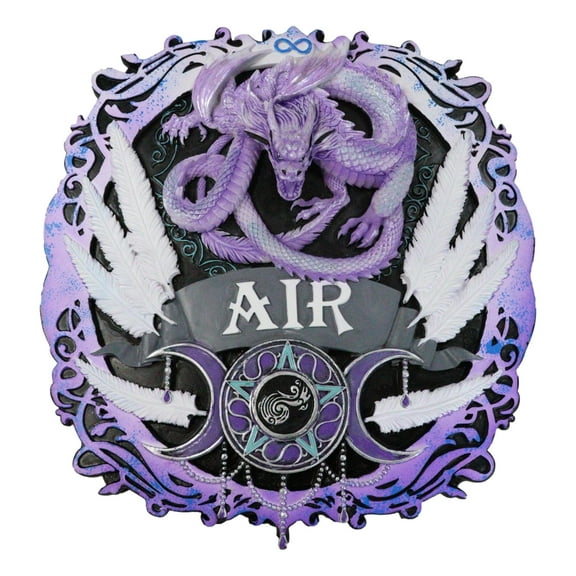 Elemental Air Nation Wind Purple Dragon White Feathers Triple Moon Wall Decor