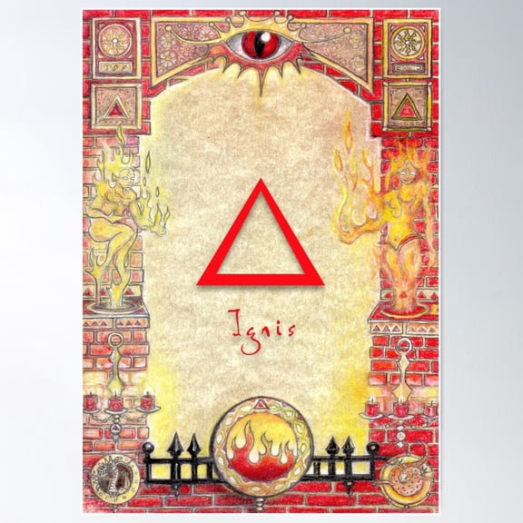 Elemental Banners - Fire - Ignis Poster Wall Art, Modern Wall Decor For Living Room Bedroom, 12x18 UNFRAMED