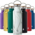 thumbnail image 1 of Elemental Classic Insulated Water Bottle, Leak Proof Thermos Water Bottle with Bamboo Lid and Metal Ring, Reusable Insulated Stainless Steel Water Bottle, 25oz - White Marble, 1 of 9