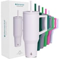 thumbnail image 1 of Elemental Commuter 40 oz Tumbler with Handle and Straw Lid | Travel Coffee Mug Spill Resistant | Insulated Cup Stainless Steel Tumblers for Water, Smoothies, Milkshake and More | White, 1 of 7