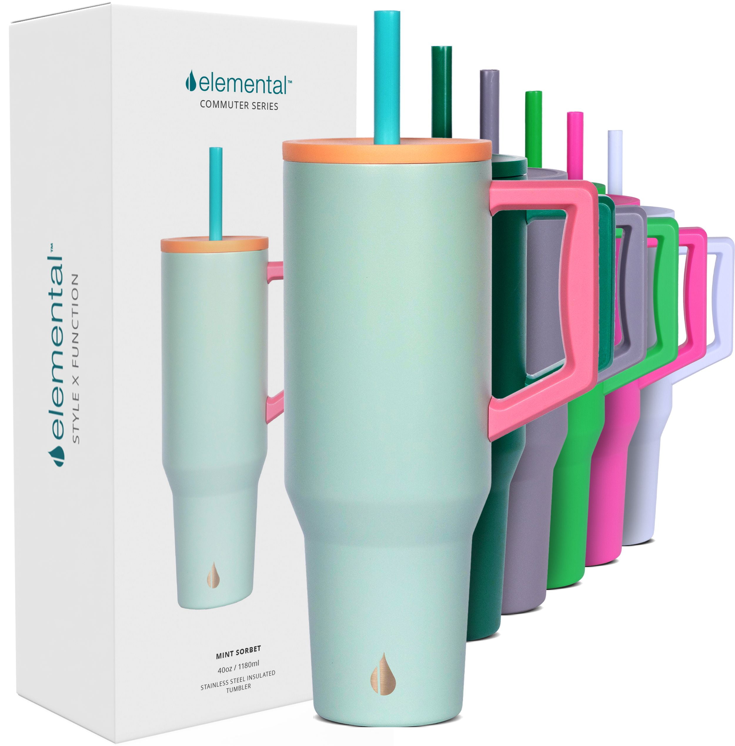 Elemental Commuter 40 oz Tumbler with Handle and Straw Lid Travel