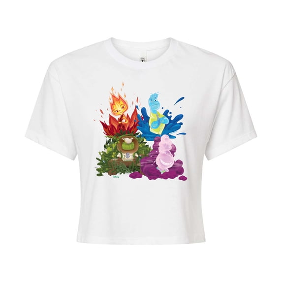 Elemental - Elemental Group Graphic - Juniors Cropped Cotton Blend T-Shirt