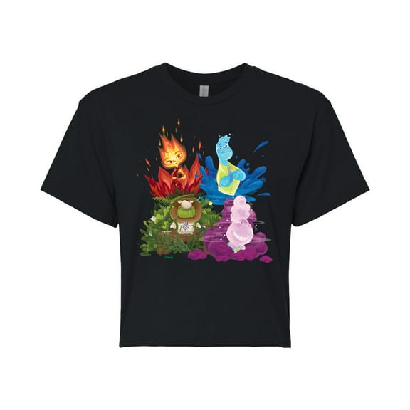Elemental - Elemental Group Graphic - Juniors Cropped Cotton Blend T-Shirt