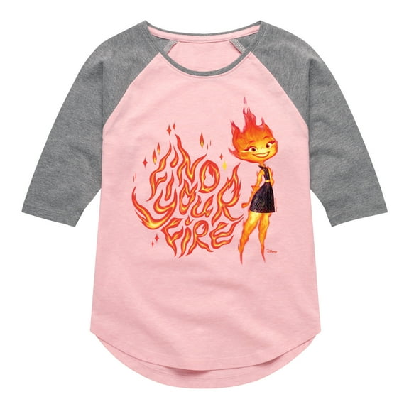 Elemental - Find Your Fire Ember - Toddler & Youth Girls Raglan Graphic T-Shirt