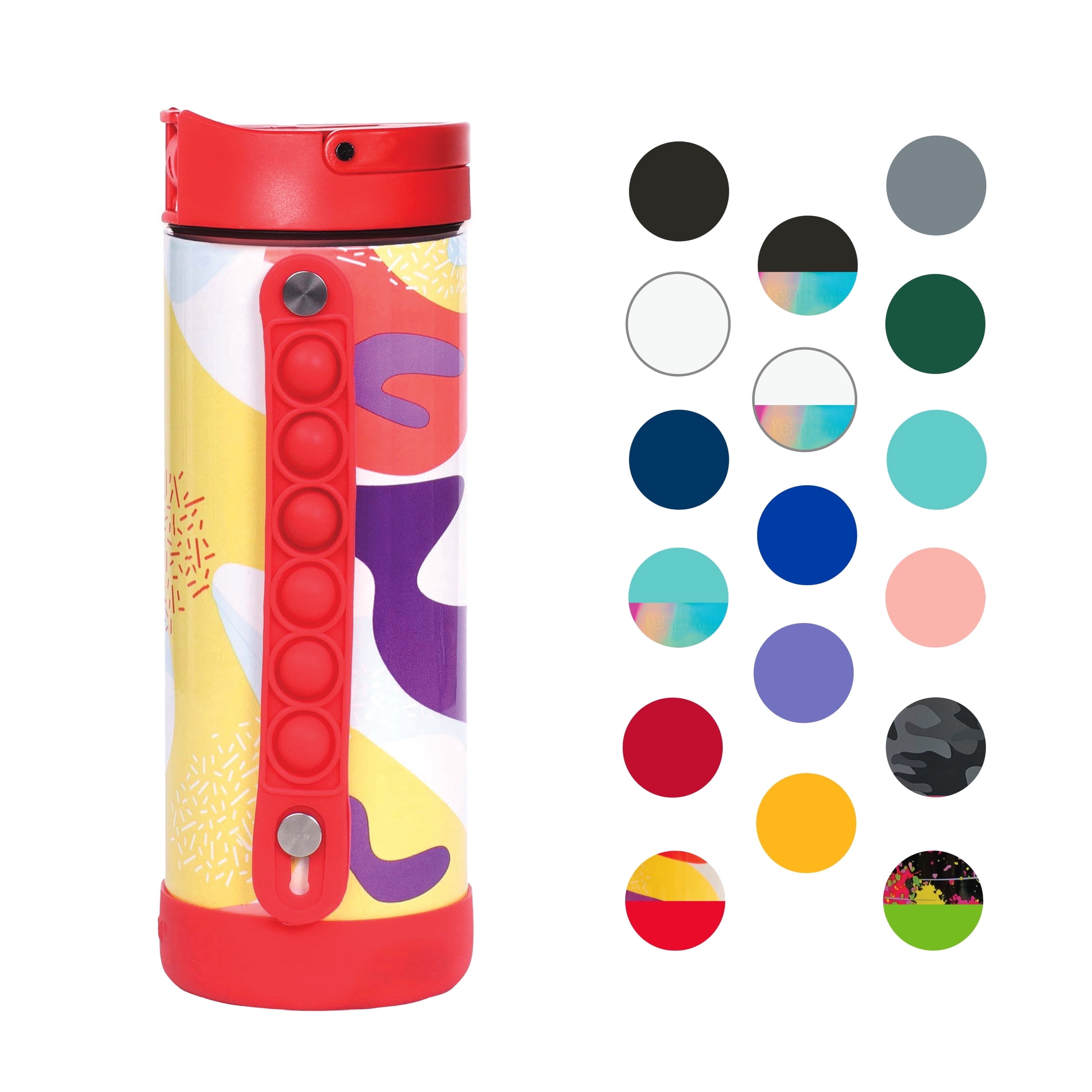 Elemental Iconic Kids Water Bottle with Straw Lid & Stress Reliever Pop ...