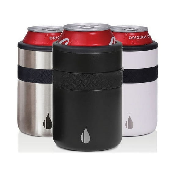 Elemental Insulated Can Cooler, Triple Wall Stainless Steel Can Cooler Insulator - Drink Cooler Cup for 12oz Regular Beer, Soda, Sparkling Water - Black