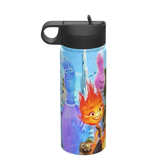 Elemental Kids Insulated Water Bottle With Straw - 18 Oz Stainless Steel Double Wall Vacuum Cup, Leakproof, Bpa Free, Suitable For Boys And Girls