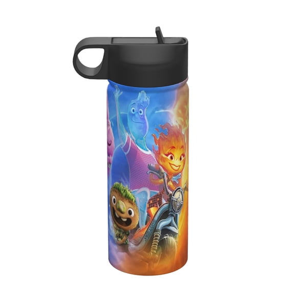 Elemental Kids Insulated Water Bottle With Straw - 18 Oz Stainless Steel Double Wall Vacuum Cup, Leakproof, Bpa Free, Suitable For Boys And Girls