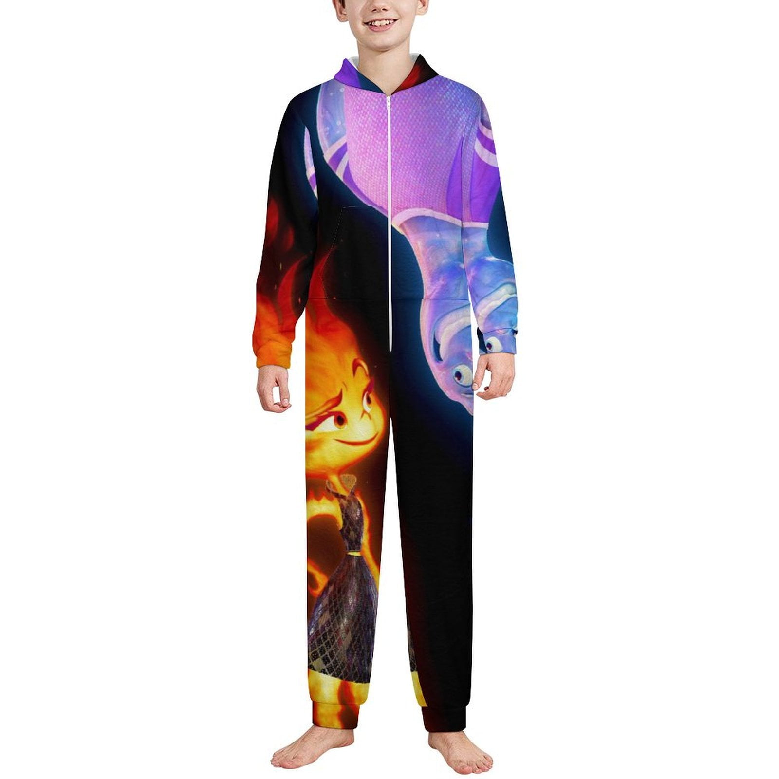 Elemental Kids Pajamas One Piece Hooded Union Suit Onesie PJs Sleepwear ...