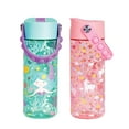thumbnail image 1 of Elemental Leak Proof Water Bottles for Kids - Splash Kids Water Bottle for School with Fun Fidget Pop-it Handle - Tritan Plastic Water Bottle with Straw - Mermaid & Pink Unicorn - 18oz (2 Pack), 1 of 7