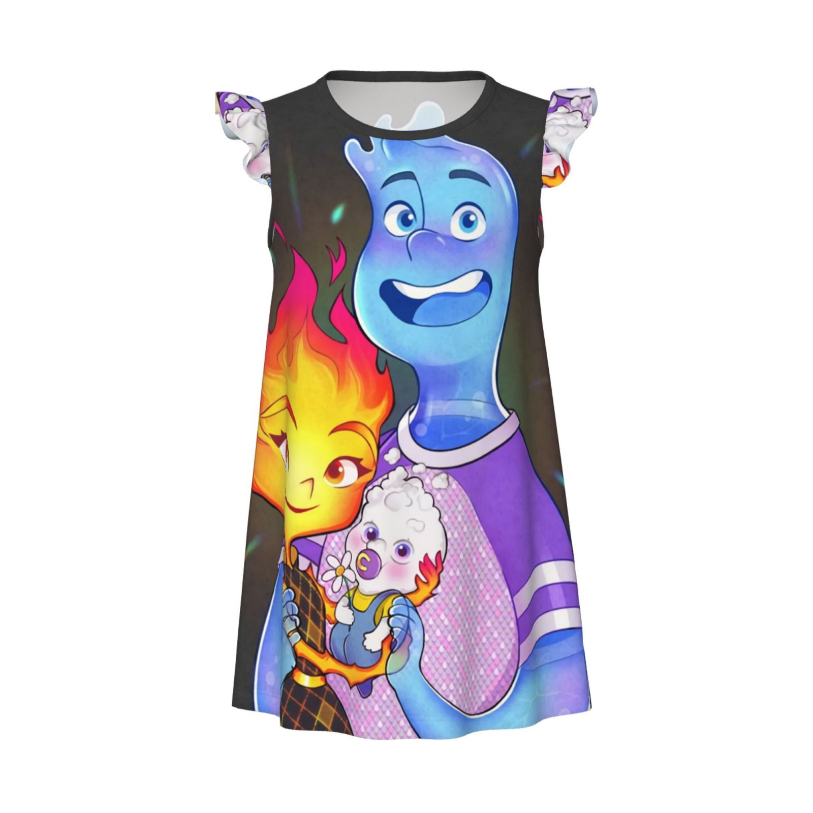 Elemental Little Girls Nightgowns Soft Flutter Sleeve Night Dress ...