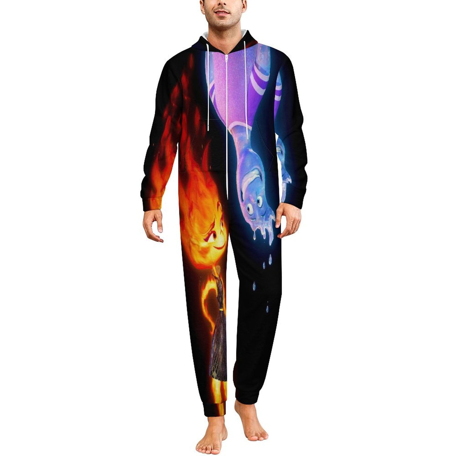 Elemental Men's Hooded Jumpsuit Onesie Pajamas Cozy Zip Up One Piece ...