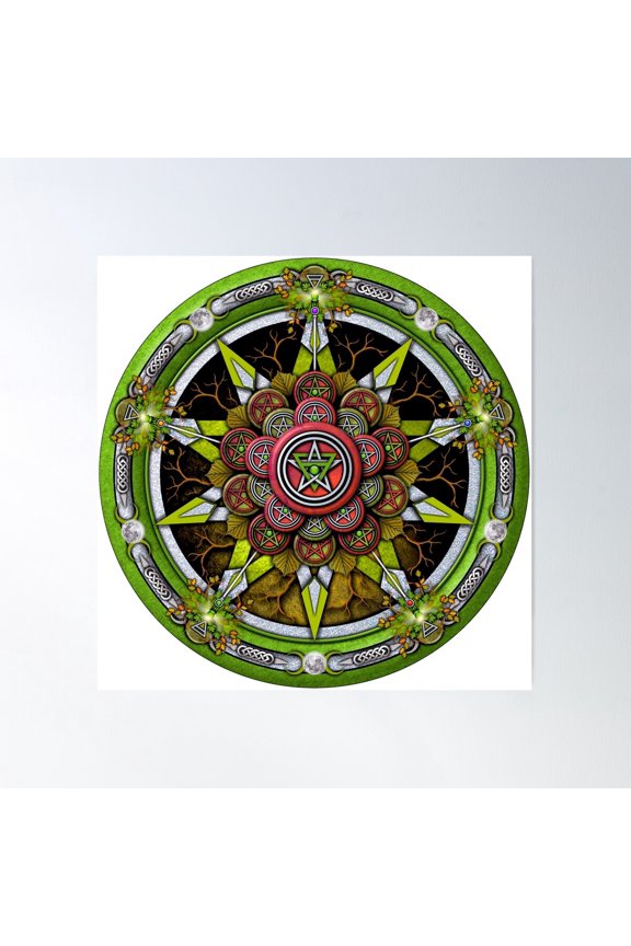 Elemental Pentacle For Earth Poster Wall Art, Modern Wall Decor For Living Room Bedroom, 16x16 UNFRAMED