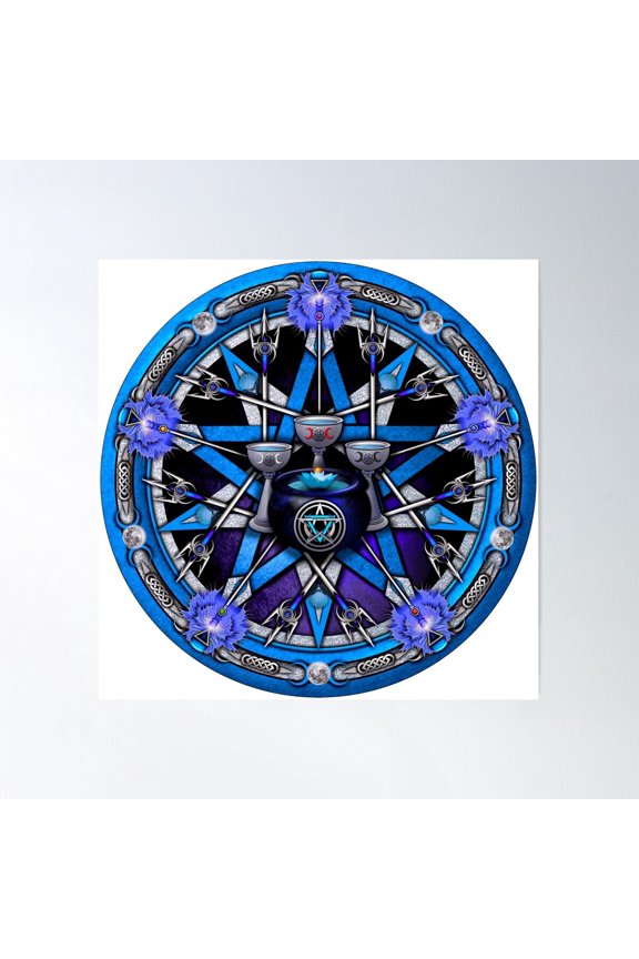 Elemental Pentacle For Water Poster Wall Art, Modern Wall Decor For Living Room Bedroom, 16x16 UNFRAMED