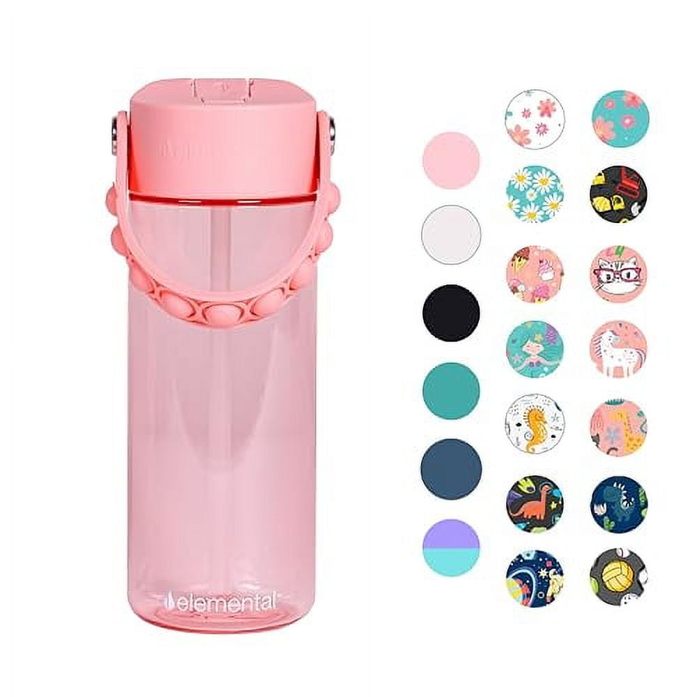 Elemental Splash Kids Water Bottle with Leak Proof Straw Lid & Fidget
