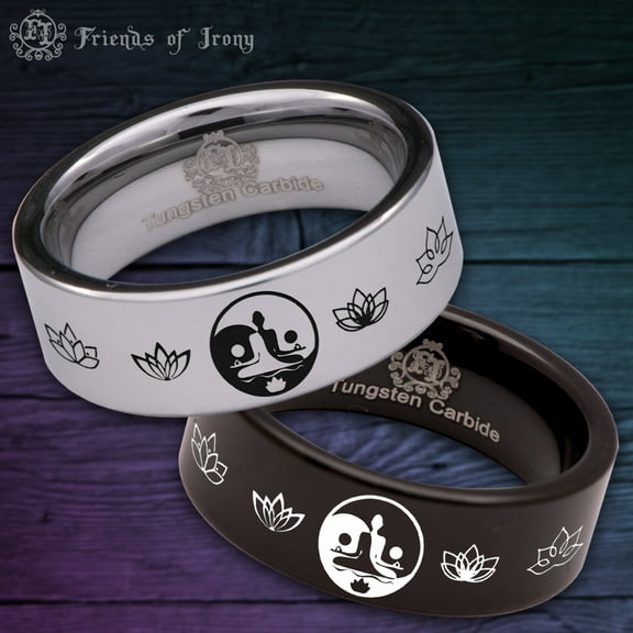 Elemental Yin Yang Tungsten Carbide Ring