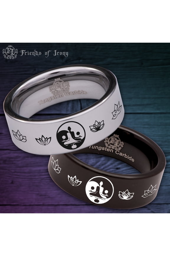 Elemental Yin Yang Tungsten Carbide Ring