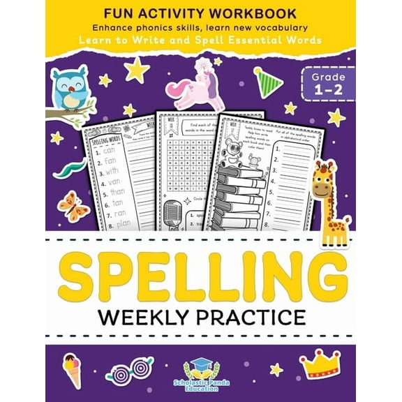 Elementary Books for Kids Spelling Weekly Practice for 1st 2nd Grade: Learn to Write and Spell Essential Words Ages 6-8 Kindergarten Workbook, 1st, (Paperback)
