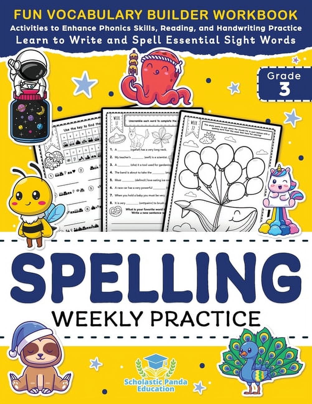 Write　Learn　and　Vocabulary　Vowels　Practice　for　3rd　Elementary　Phonics　to　Builder　Sight　Practice　Essential　Books　and　to　Spell　Grade:　Activities　Handwriting　Kids:　Spelling　with　Workbook　Weekly　for　Words