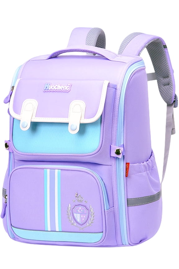 School Backpack for Girls, Large Lightweight Kids School Bag Waterproof Wide-open Bookbag for Children, Purple