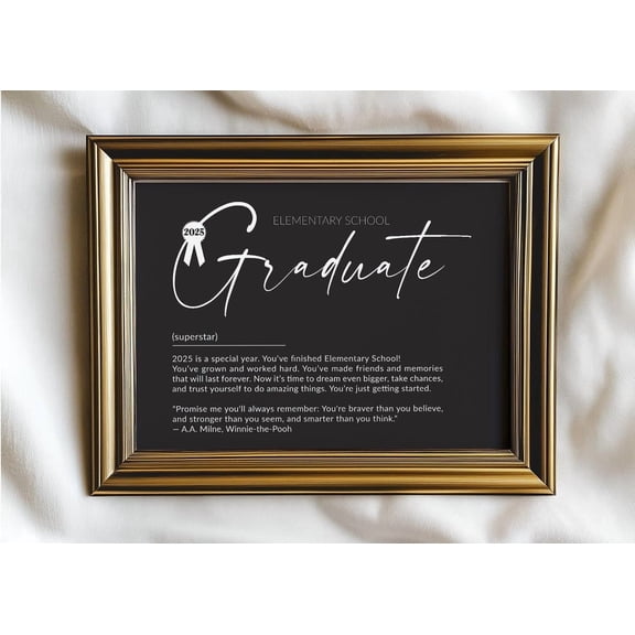 Elementary School Graduation Gift Ideas Graduating Class Of 2025 Quote Poster Cute Grad Boys Classroom Wall Art Home Decor, 8x12 UNFRAMED