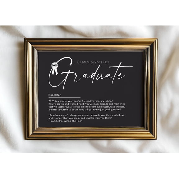 Elementary School Graduation Ideas Graduating Class of 2025 Quote Poster Cute Grad Boys Classroom Wall Art Poster, Unframed Poster Size 24x36