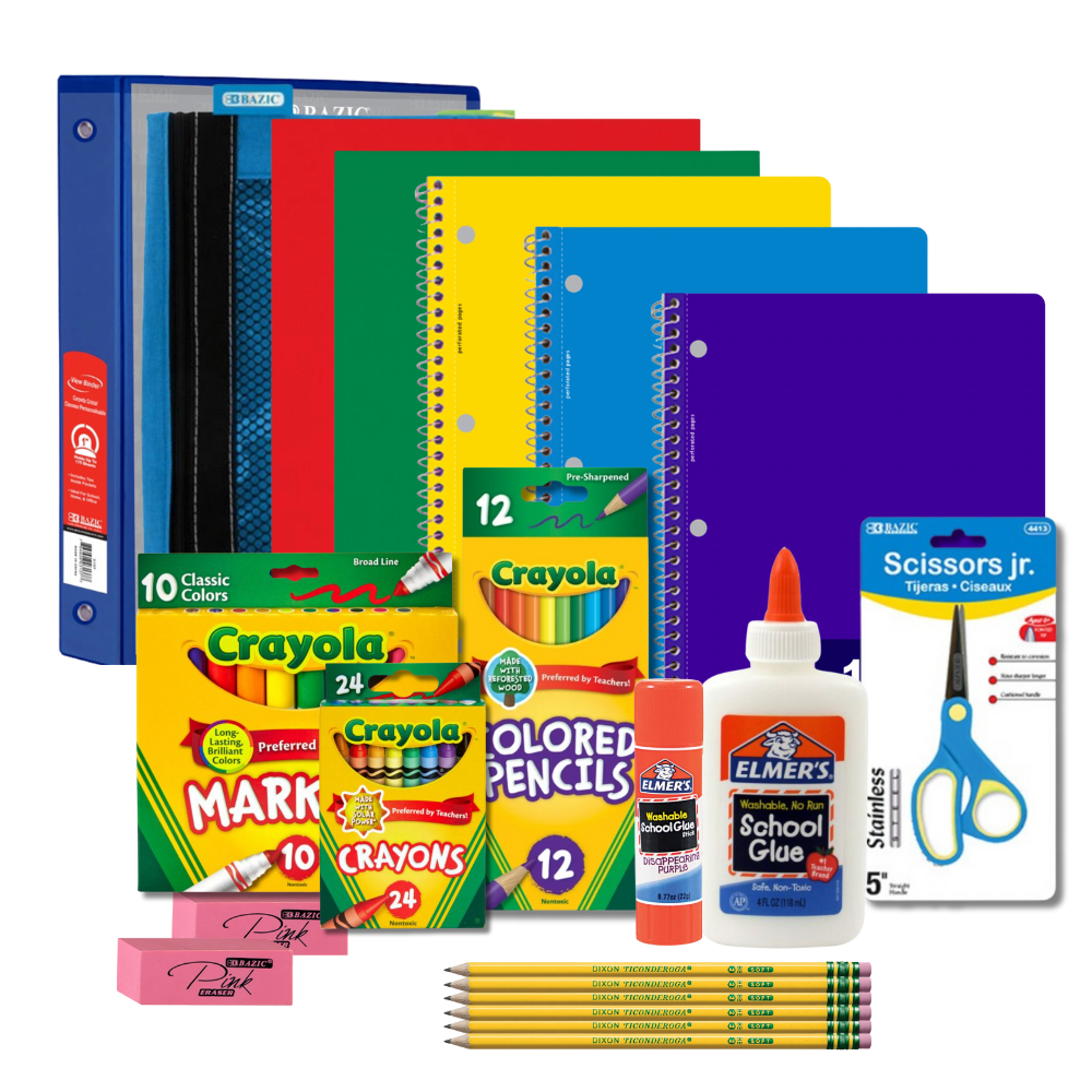 MWSC 1st4th Grade Back to School Supply Kit 64 Pieces with Pencils