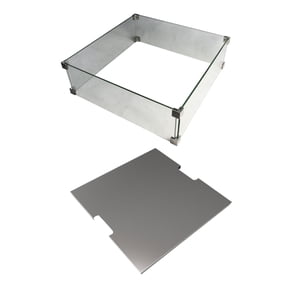 Elementi 22 Inch Square Tempered Glass Wind Screen for Manhattan Fire Pit Table, Clear