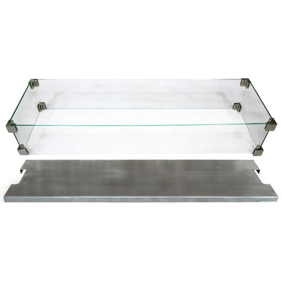 Elementi 44 In Rectangle Temper Glass Wind Screen for Manhattan Fire Pit