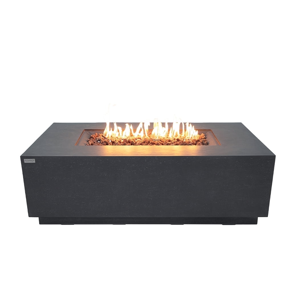 Elementi Andes Propane Fire Pit for Outside Outdoor Firepit Table with Internal Tank Holder Firepit Concrete Rectangular Fire Table Patio Heater Fireplace 60,000 BTUs - Dark Grey, 66 x 32 Inches