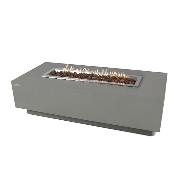 Elementi Granville Gas Fire Pit for Outside Outdoor Fire Pit Table Smokeless Fire Pit Concrete Rectangular Fire Table Patio Heater Fireplace 45000 BTUs - Grey, 60 x 27 Inches