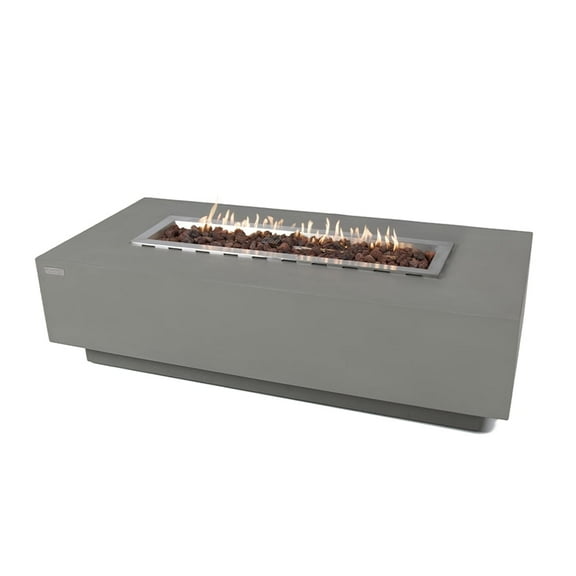 Elementi Granville Propane Fire Pit for Outside Outdoor Fire Pit Table Smokeless Fire Pit Concrete Rectangular Fire Table Patio Heater Fireplace 45000 BTUs - Grey, 60 x 27 Inches