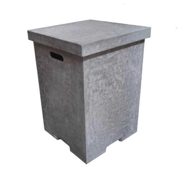 Elementi Grey Propane Tank Cover Fire Pit Accessories Square 18 Inches Concrete Outdoor Side Table Fits Standard 20 Pound Propane Tank Hideaway Table