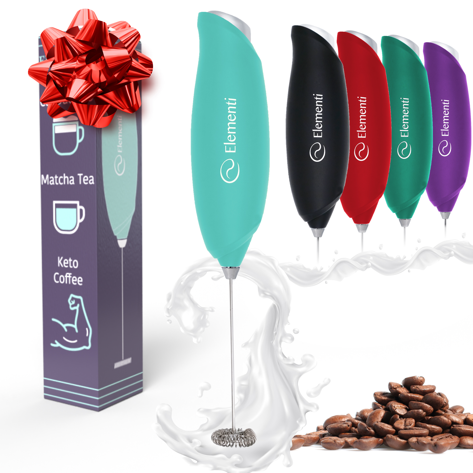 Elementi Hand Frother for Coffee, Matcha Whisk Electric Milk Frother