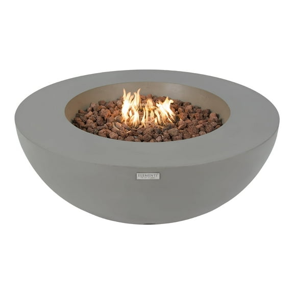 Elementi Lunar Gas Fire Pit for Outside Outdoor Fire Pit Table Smokeless Fire Pit Concrete Round Fire Bowl Patio Heater Fireplace 45000 BTUs - Grey, 42 x 42 Inches