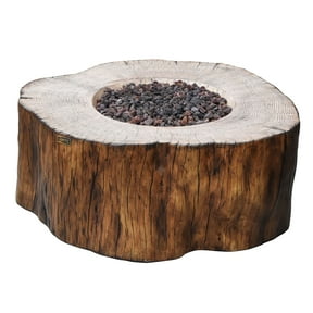 Elementi | Manchester Fire Pit Table Concrete Red Wood Design Liquid Propane Gas| OFG145RW-LP