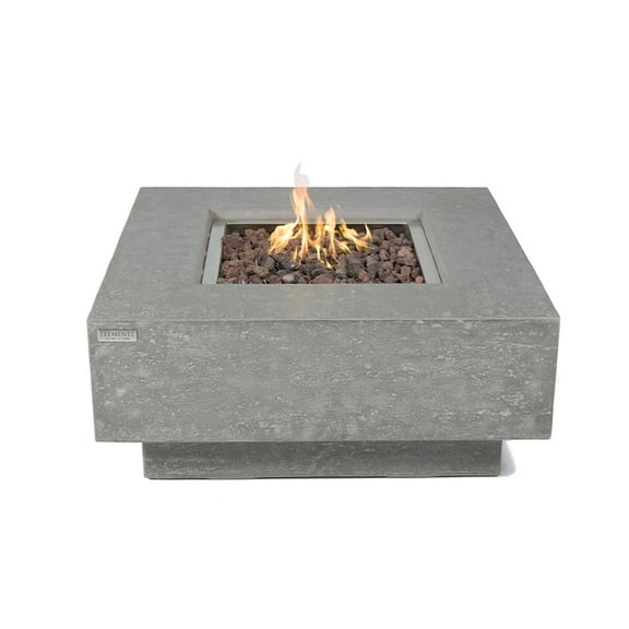 Elementi Manhattan Gas Fire Pit for Outside Outdoor Fire Pit Table Smokeless Fire Pit Concrete Square Fire Table Patio Heater Fireplace 45000 BTUs - Grey, 36 x 36 Inches