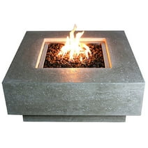 Elementi Manhattan Gas Fire Pit for Outside Outdoor Fire Pit Table Smokeless Fire Pit Concrete Square Fire Table Patio Heater Fireplace 45000 BTUs - Grey, 36 x 36 Inches