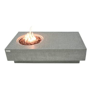 Elementi Metropolis Gas Fire Pit for Outside Outdoor Fire Pit Table Smokeless Fire Pit Concrete Rectangular Fire Table Patio Heater Fireplace 45000 BTUs - Grey, 56 x 32 Inches