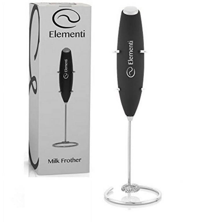 Elementi Milk Frother for Coffee - Drink Mixer Handheld - Matcha Whisk and Electric  Stirrer for Drinks (Black) 