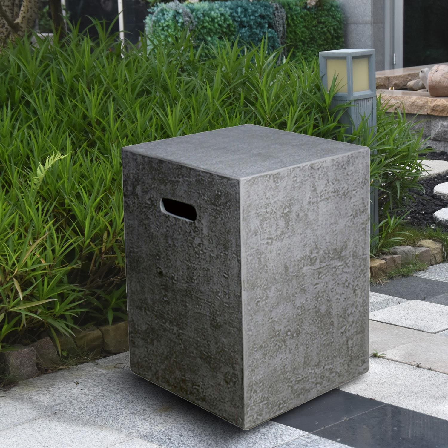 Light Gray Square Concrete Propane Tank Cover
