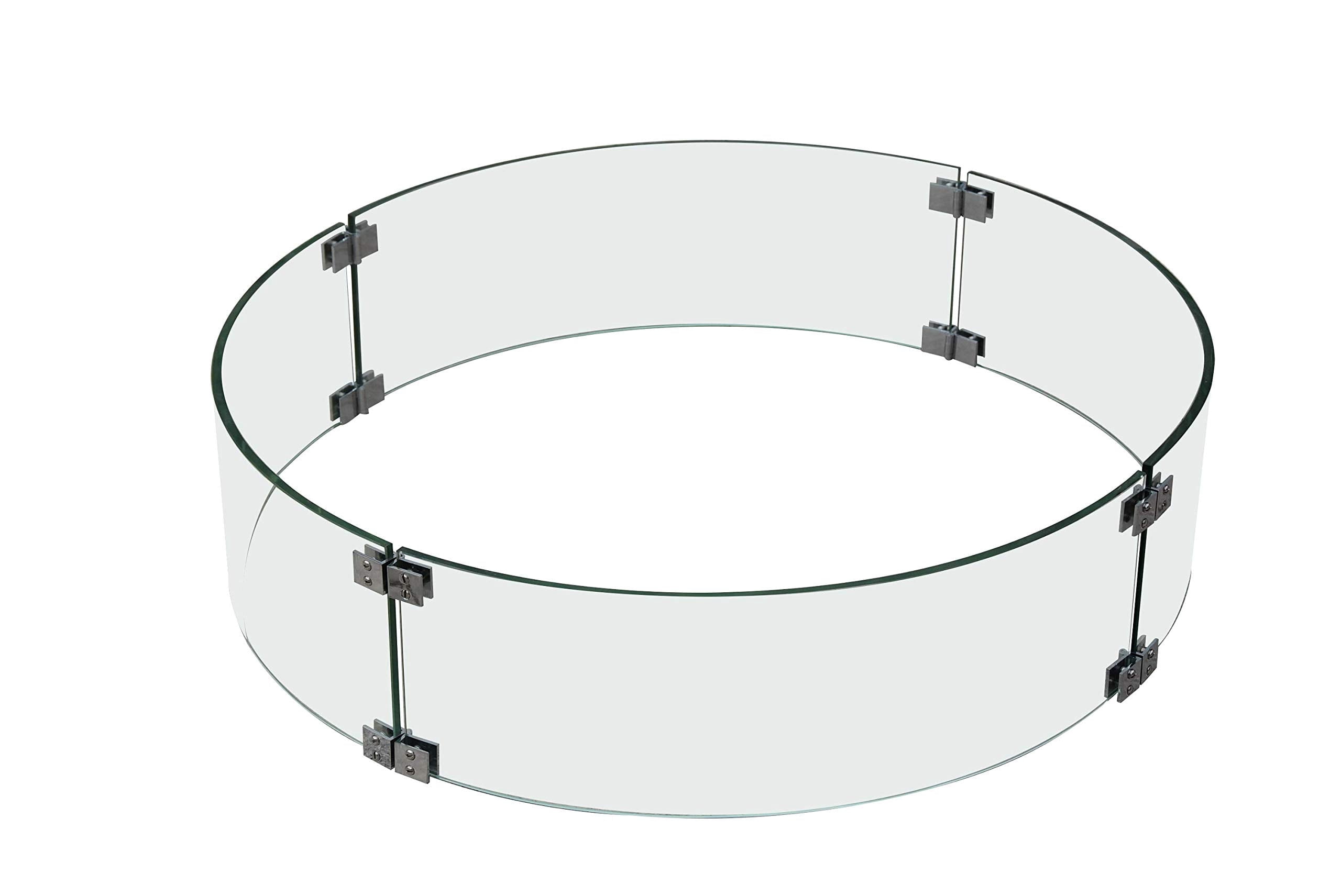 Elementi Outdoor Fiery Rock Fire Pit Bowl Round Tempered Glass Wind Screen Firepit Spark Screen 30 x 30 Heavy Duty Firepit Accessories