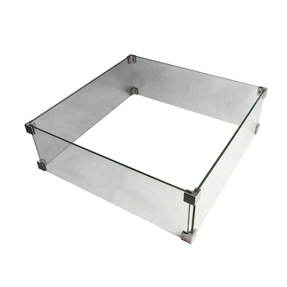 Elementi Outdoor Manhattan Fire Pit Table Tempered Glass Square 22 x 22 x 7 inches Heavy Duty Firepit Accessory Wind Screen, Clear