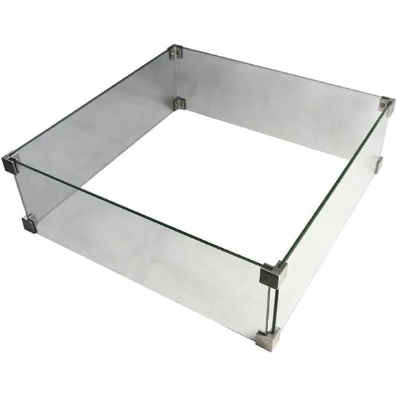 Elementi Outdoor Manhattan Fire Pit Table Tempered Glass Square 22 x 22 x 7 inches Heavy Duty Firepit Accessory Wind Screen, Clear