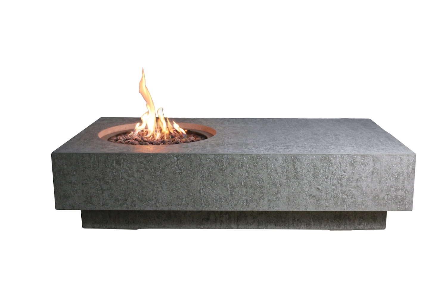 Light Gray Concrete Rectangular Outdoor Fire Pit Table