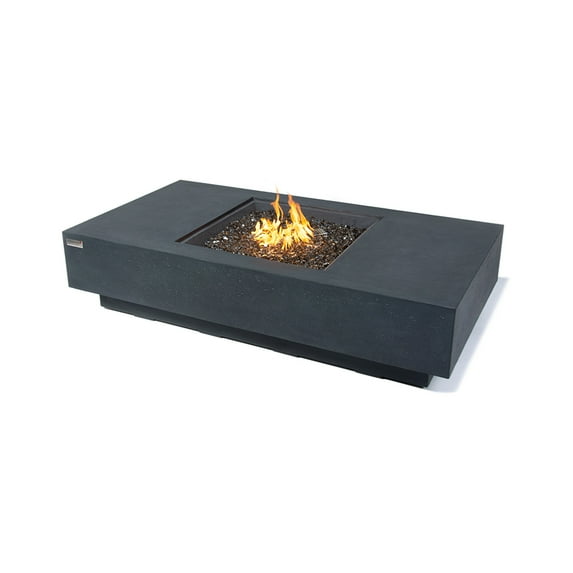 Elementi Plus Cannes Propane Fire Pit for Outside Outdoor Fire Pit Table Smokeless Firepit Concrete Rectangular Fire Table Patio Heater Fireplace 60000 BTUs - Dark Grey, 60 x 31.9 Inches